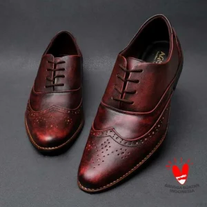Sepatu kulit kerajinan lokal handmade all size black dark red